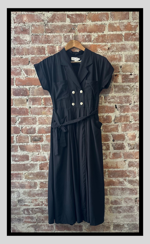Classic Buttoned Midi Dress - Available in Black and Beige