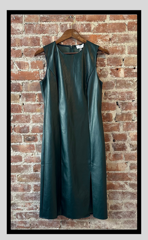 Green Faux Leather Shift Dress
