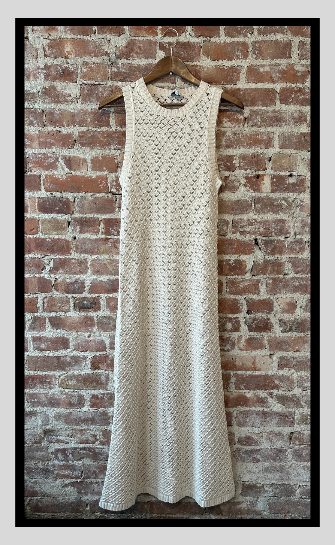 Ivory Elegance: Sleeveless Crochet Maxi Dress with Slip