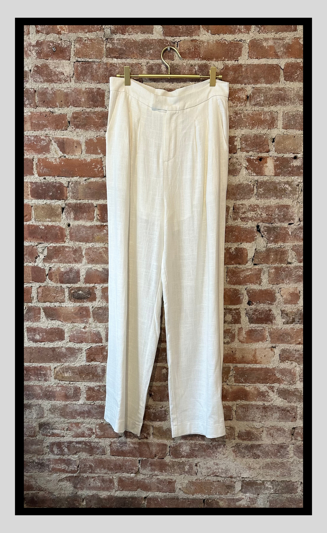 Summer Elegance Off-White Linen Trousers