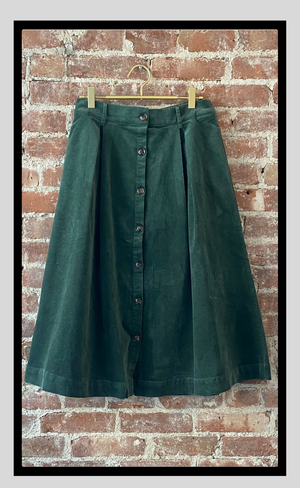 Corduroy Green Mid-Skirt