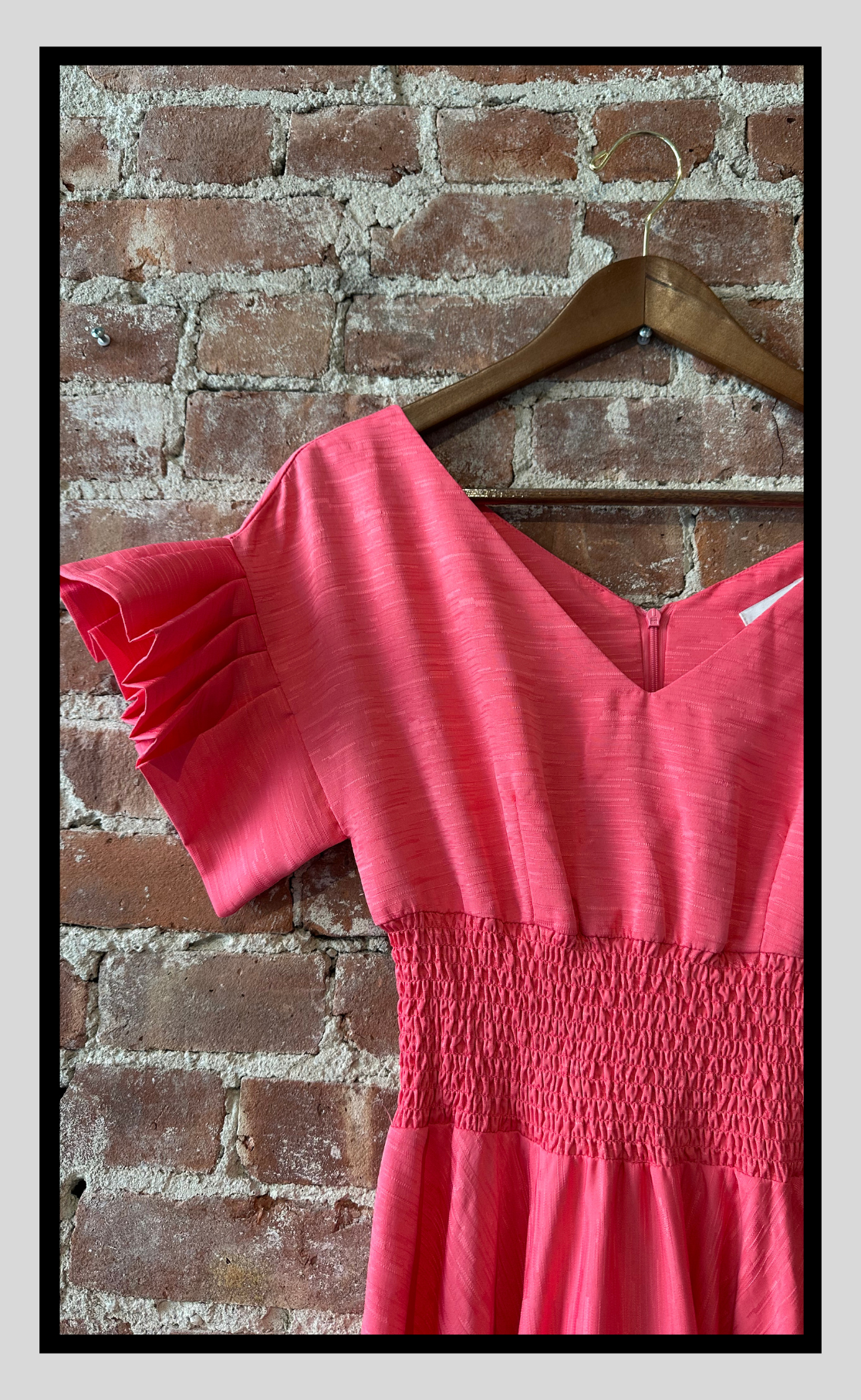 Pink Smocked Midi Dress