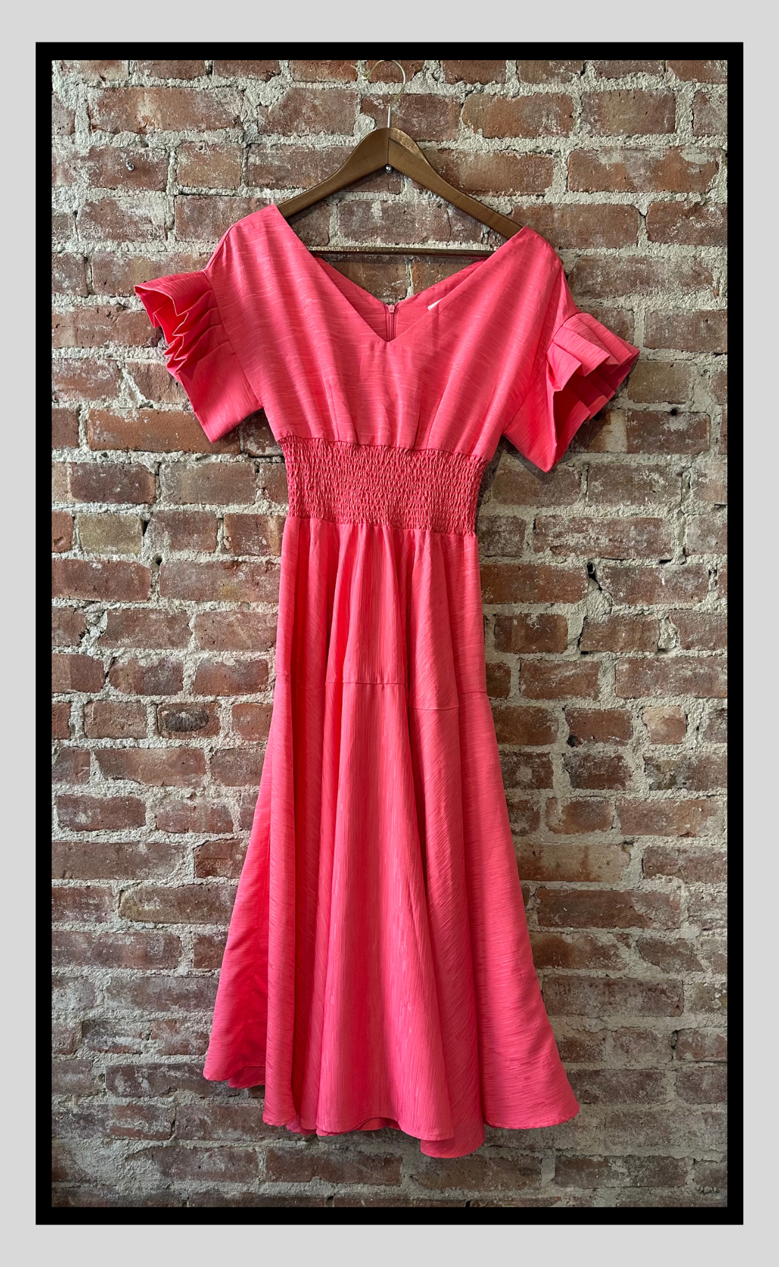 Pink Smocked Midi Dress S Pink Smocked Midi Dress S
