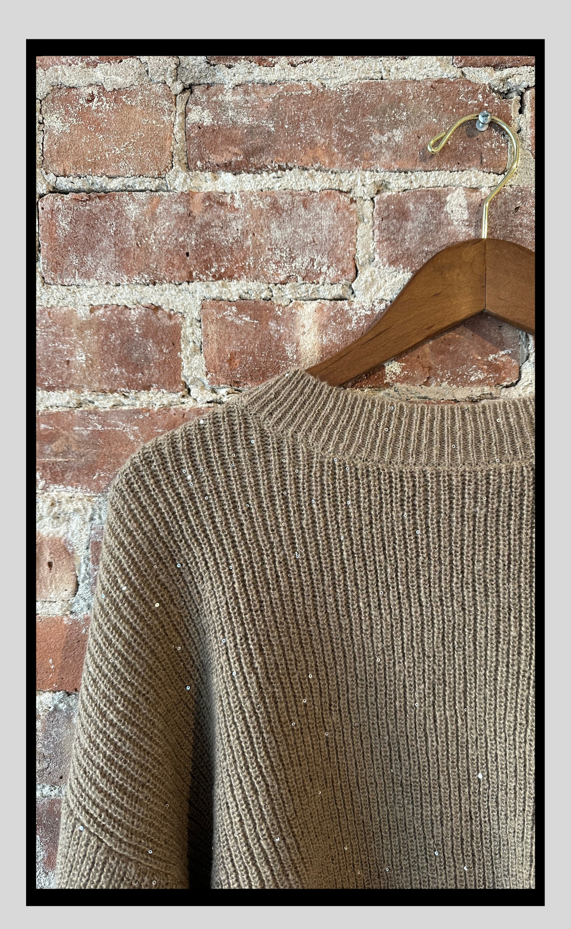 Sparkling Taupe Knit Sweater