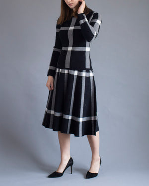 Black and White Checkered Knit Skirt