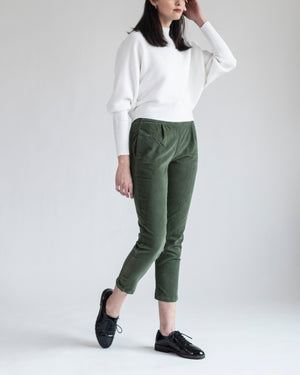 Cropped Stretchy Cotton Pants in Olive and Navy