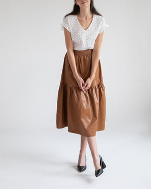 Cognac Faux Leather Blend Skirt