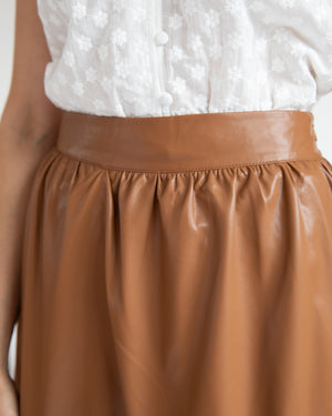 Cognac Faux Leather Blend Skirt