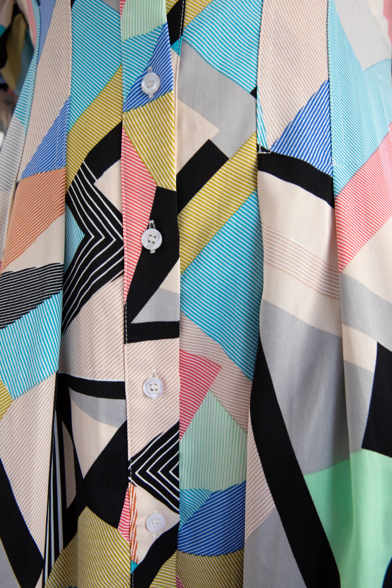 Geometric Button-Up Dress