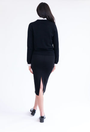 Black Pencil Midi Skirt