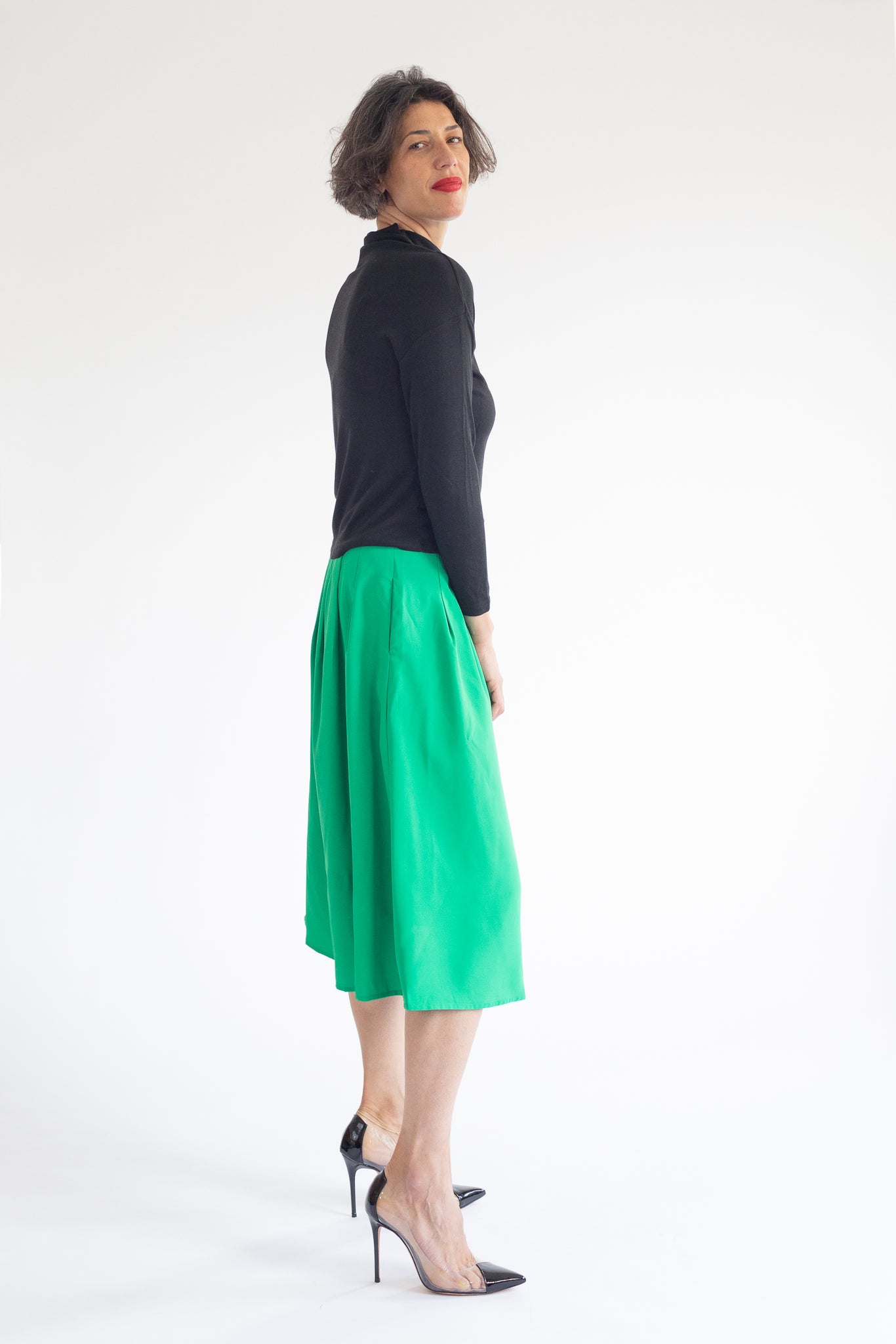Green skirt with front buttons