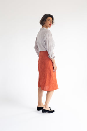 Wallet Cotton Skirt in Brick