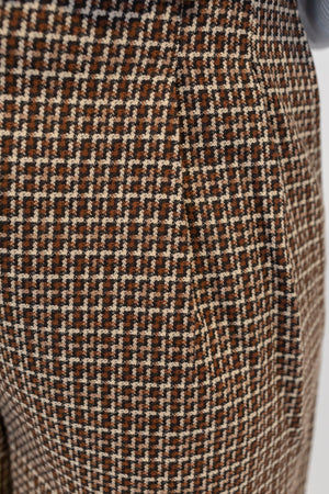 Brown wide leg pants with small square pattern