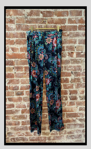 Women Floral Velvet Bell Bottoms Flare Pants Trousers Black Gothic Fashion  | eBay