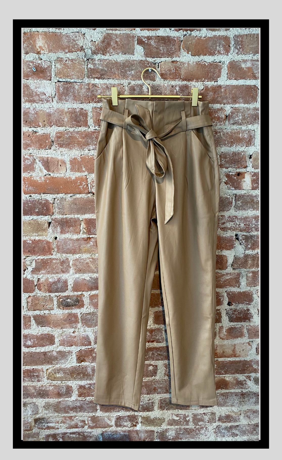 Faux Leather Pants in Taupe