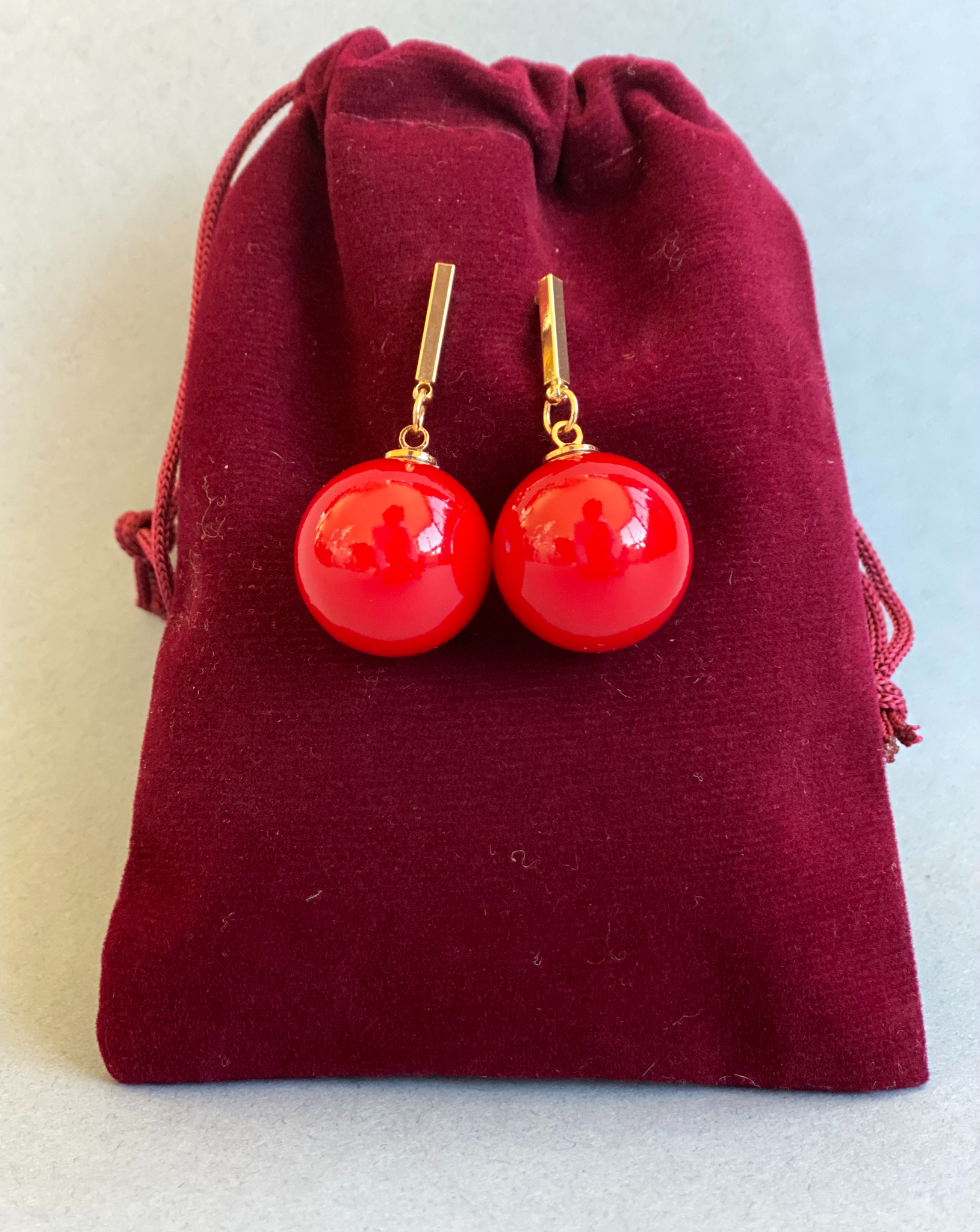 Red and Round Earrings
